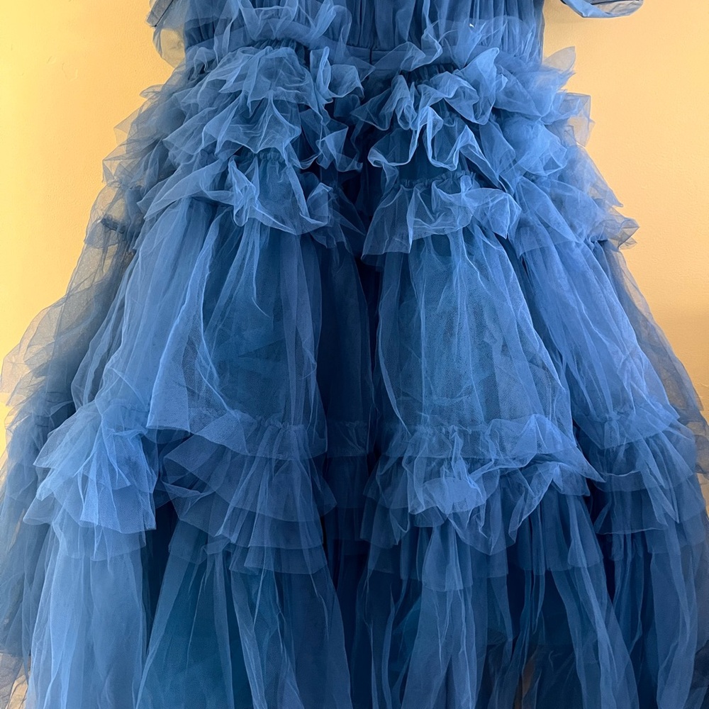 Ivy City Co Blue Tulle Maxi Dress - Picture 2 of 6